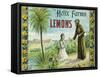 Helix Farms Lemon Label - San Diego, CA-Lantern Press-Framed Stretched Canvas