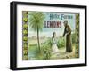 Helix Farms Lemon Label - San Diego, CA-Lantern Press-Framed Art Print