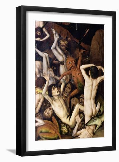 Hell, Detail of a Demon Hitting the Damned, circa 1450-Dieric Bouts-Framed Giclee Print