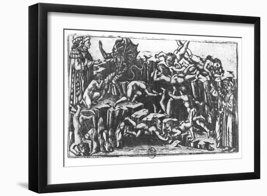 Hell, from "The Divine Comedy" by Dante Alighieri (1265-1321)-Sandro Botticelli-Framed Giclee Print