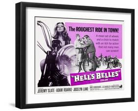 HELL'S BELLES, Jocelyn Lane (left), center from left: Jeremy Slate, Jocelyn Lane, Adam Roarke, 1970-null-Framed Art Print