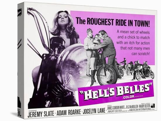 HELL'S BELLES, Jocelyn Lane (left), center from left: Jeremy Slate, Jocelyn Lane, Adam Roarke, 1970-null-Stretched Canvas