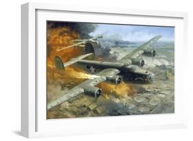 Hell's Wench on Fire over Ploesti-null-Framed Premium Giclee Print