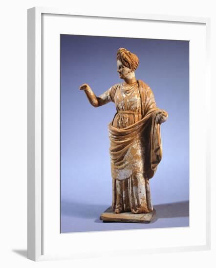 Hellenistic Tanagrina, Terracotta Statue from Tanagra, Greece-null-Framed Giclee Print