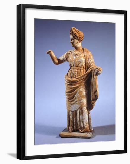 Hellenistic Tanagrina, Terracotta Statue from Tanagra, Greece-null-Framed Giclee Print