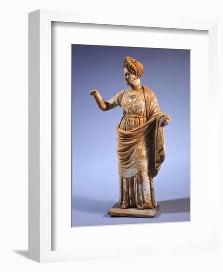 Hellenistic Tanagrina, Terracotta Statue from Tanagra, Greece-null-Framed Giclee Print