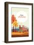 Hello Autumn Season Scene with Reindeer Couple-jemastock-Framed Photographic Print