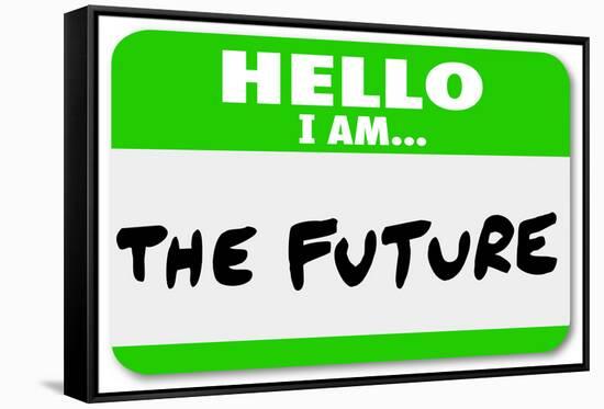 Hello I Am the Future Name Tag Sticker-iqoncept-Framed Stretched Canvas