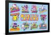 Hello Kitty and Friends: 24 Tokyo Skate Group Grid-Trends International-Framed Poster