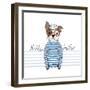 Hello, Sailor - Nautical French Bulldog Sailor-Olga_Angelloz-Framed Art Print