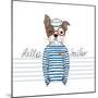 Hello, Sailor - Nautical French Bulldog Sailor-Olga_Angelloz-Mounted Art Print