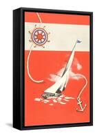 Helm, Sailboat, and Anchor-null-Framed Stretched Canvas