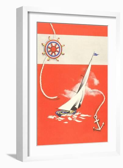 Helm, Sailboat, and Anchor-null-Framed Art Print