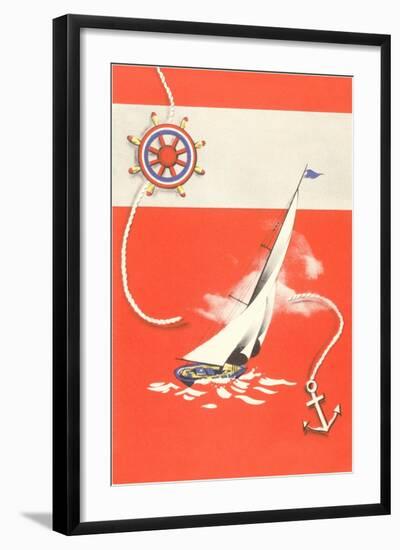 Helm, Sailboat, and Anchor-null-Framed Art Print