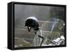 Helmet on Motorcycle Handlebar-null-Framed Stretched Canvas