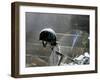 Helmet on Motorcycle Handlebar-null-Framed Photographic Print