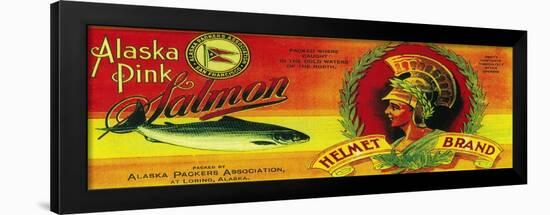 Helmet Salmon Can Label - Loring, AK-Lantern Press-Framed Art Print