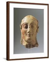 Helmeted Head of Athena, Terracotta Sculpture from Temple of Zeus in Agrigento, Sicily, Italy-null-Framed Giclee Print