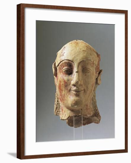 Helmeted Head of Athena, Terracotta Sculpture from Temple of Zeus in Agrigento, Sicily, Italy-null-Framed Giclee Print