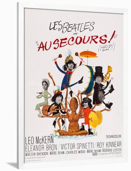 Help!, (AKA Au Secours!), French Poster Art, Top: Ringo Starr, Paul Mccartney; Bottom-null-Framed Art Print