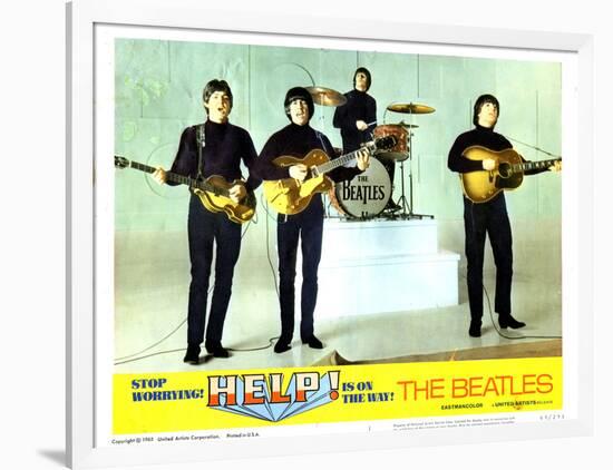 Help, from Left:Paul Mccartney, George Harrison, Ringo Starr, John Lennon, 1965-null-Framed Art Print