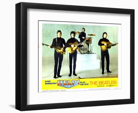 Help, from Left:Paul Mccartney, George Harrison, Ringo Starr, John Lennon, 1965-null-Framed Art Print