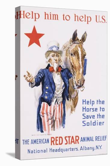 Help Him to Help U.S.! Poster-James Montgomery Flagg-Stretched Canvas