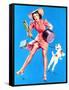 Help Wanted! Pin-Up with Dog 1939-Gil Elvgren-Framed Stretched Canvas