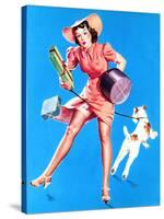 Help Wanted! Pin-Up with Dog 1939-Gil Elvgren-Stretched Canvas