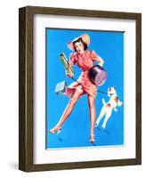 Help Wanted! Pin-Up with Dog 1939-Gil Elvgren-Framed Art Print