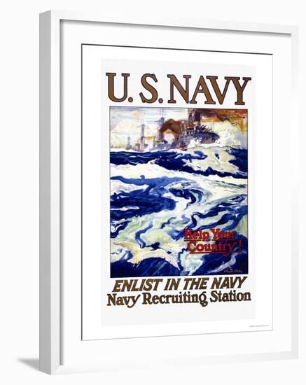 Help Your Country! Enlist in the Navy, c.1917-Henry Reuterdahl-Framed Art Print