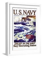 Help Your Country! Enlist in the Navy, c.1917-Henry Reuterdahl-Framed Art Print