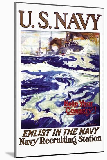 Help Your Country! Enlist in the Navy, c.1917-Henry Reuterdahl-Mounted Art Print