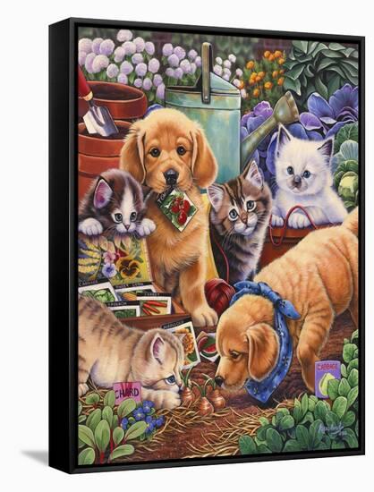 Helpful Garden Paws-Jenny Newland-Framed Stretched Canvas