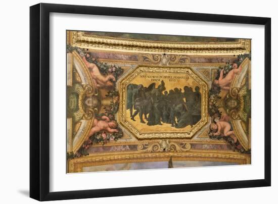 Helping the People During the Famine of 1662, Ceiling Painting from the Galerie Des Glaces-Charles Le Brun-Framed Giclee Print