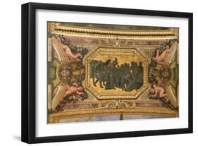 Helping the People During the Famine of 1662, Ceiling Painting from the Galerie Des Glaces-Charles Le Brun-Framed Giclee Print