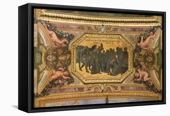 Helping the People During the Famine of 1662, Ceiling Painting from the Galerie Des Glaces-Charles Le Brun-Framed Stretched Canvas