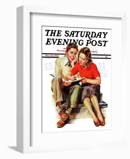 "Helping with Homework," Saturday Evening Post Cover, May 25, 1940-Frances Tipton Hunter-Framed Giclee Print