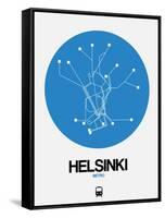 Helsinki Blue Subway Map-NaxArt-Framed Stretched Canvas