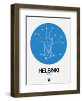 Helsinki Blue Subway Map-NaxArt-Framed Art Print