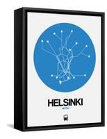 Helsinki Blue Subway Map-NaxArt-Framed Stretched Canvas