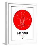 Helsinki Red Subway Map-NaxArt-Framed Art Print