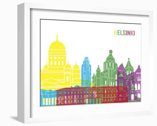 Helsinki Skyline Pop-paulrommer-Framed Art Print
