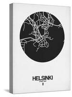 Helsinki Street Map Black on White-NaxArt-Stretched Canvas