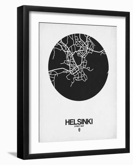 Helsinki Street Map Black on White-NaxArt-Framed Art Print