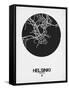 Helsinki Street Map Black on White-NaxArt-Framed Stretched Canvas