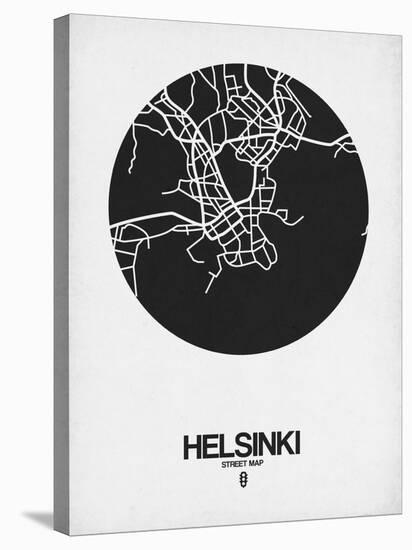 Helsinki Street Map Black on White-NaxArt-Stretched Canvas