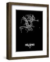 Helsinki Street Map Black-NaxArt-Framed Art Print