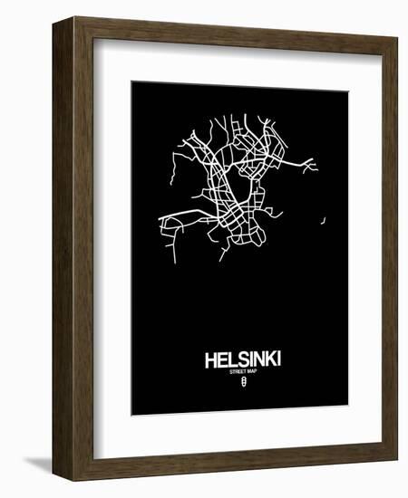 Helsinki Street Map Black-NaxArt-Framed Art Print