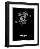 Helsinki Street Map Black-NaxArt-Framed Art Print